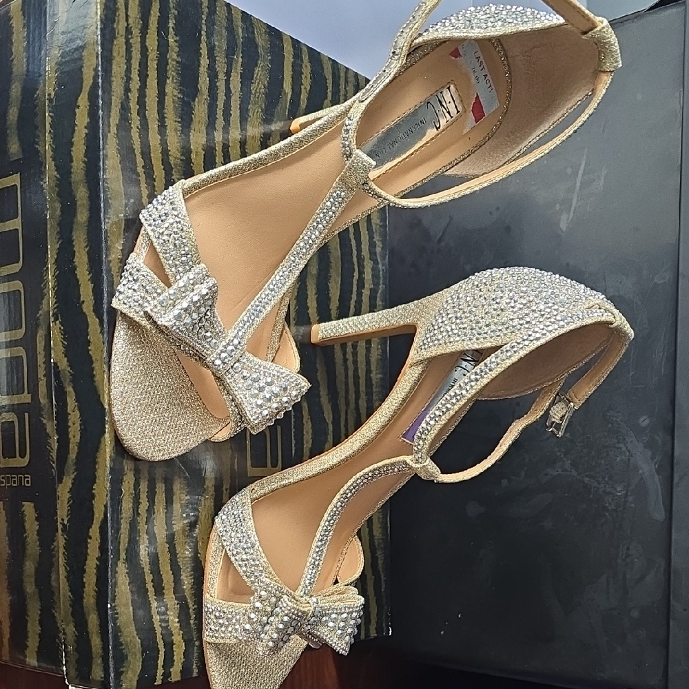 INC International Concepts Glittering Silver Heels